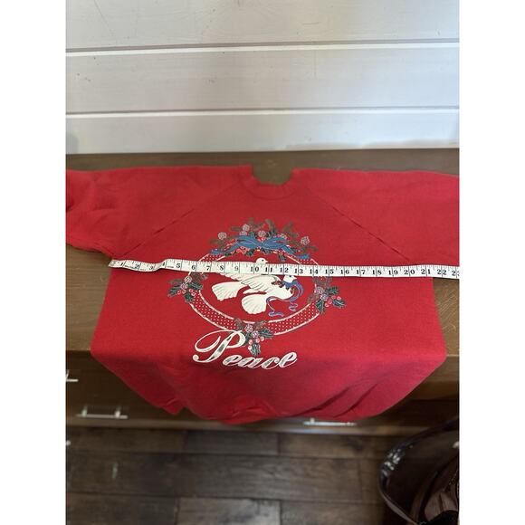 Vintage 90s Streetwear Womens Large Peace Doves Christmas Crewneck Sweatshirt - Picture 9 of 10